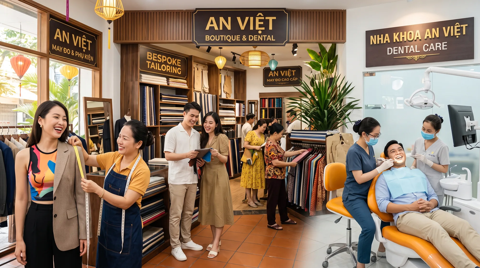 Travelers enjoying bespoke shopping alongside their Vietnam trip